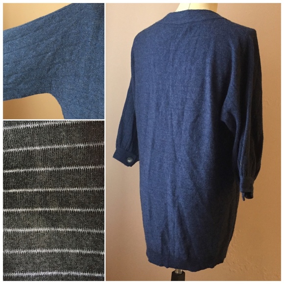 Vera Wang Lavender Slate Blue Ribbed Cardigan S/P - Picture 2 of 8